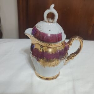 FWB Vintage Gold and Purple Ceramic Teapot
